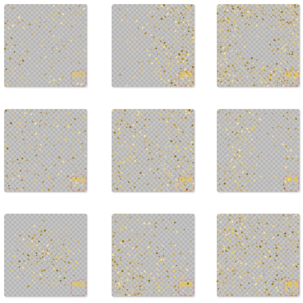 Modèles abstraits de confettis dorés Ensemble d'illustrations vectorielles