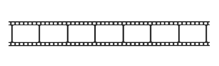 Vecteur modèles de bande de cinéma. négatif et strip, pellicule média. vecteur de rouleau de film, film 35 mm.