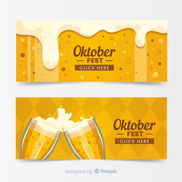 Vecteur modèles de bannière oktoberfest design plat