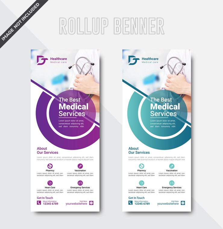 Modèles de bannières médicales à rouler vectorielles