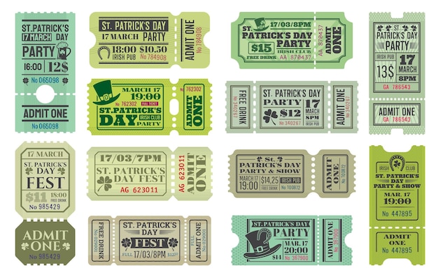 Modèles De Billets Pour La Fête Du Pub Irlandais Patricks Day