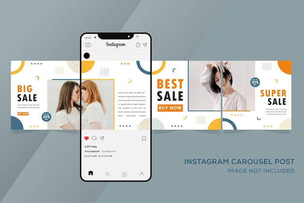 Modèles De Carrousel Instagram Pour La Mode Colorée