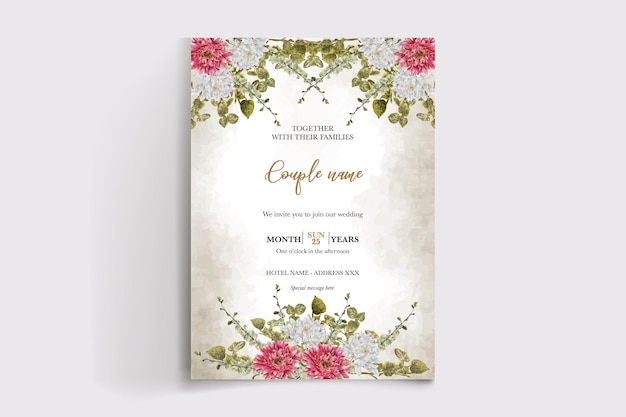 Vecteur modèles de cartes d'invitation florales de mariage