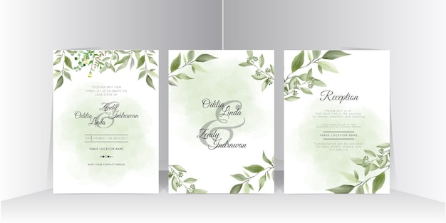 Modèles De Cartes D & # 39; Invitation De Mariage Avec Des Feuilles De Verdure