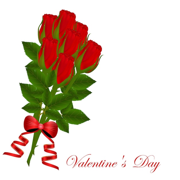 Modèles De Cartes De Voeux Saint Valentin Avec Réaliste De Belle Rose Rouge Sur Fond