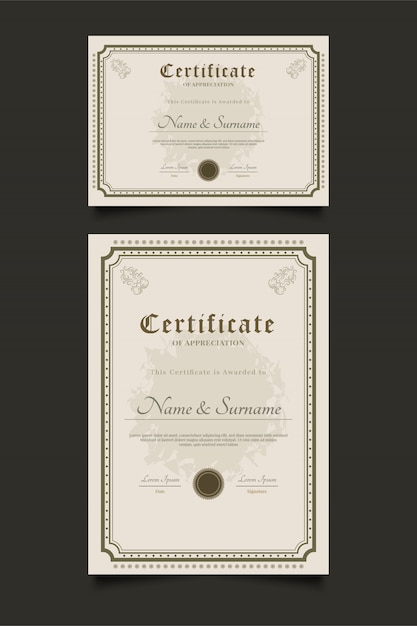 Modèles De Certificats Avec Cadre Ornemental Dans Un Style Vintage