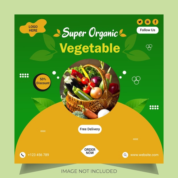 modèles de conception de bannières de médias sociaux et de messages Instagram pour les légumes