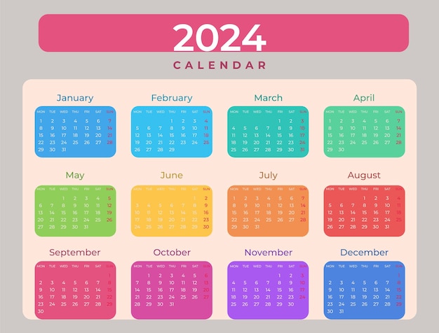 Modèles de conception de calendrier du nouvel an 2024