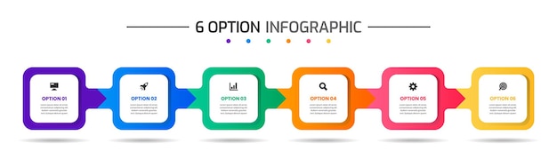 Modèles De Conception D'éléments D'infographie Avec Icônes Et 6 Options Adaptées Aux Présentations