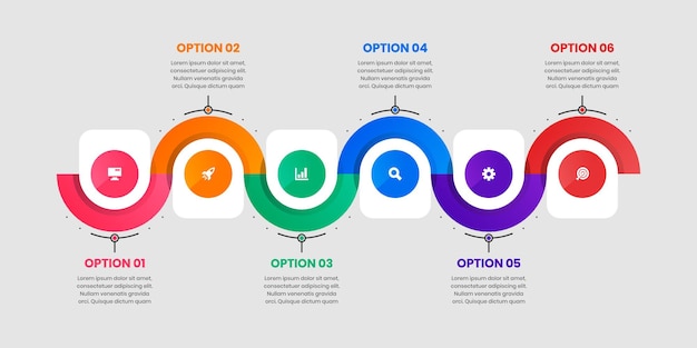 Modèles De Conception D'éléments D'infographie Avec Icônes Et 6 Options