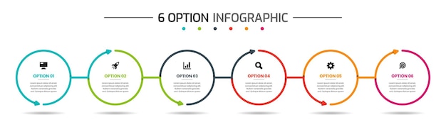 Modèles De Conception D'éléments D'infographie Avec Icônes Et 6 Options