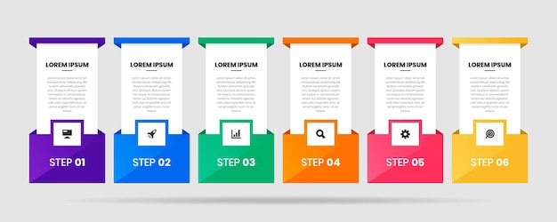 Modèles De Conception D'éléments Infographiques Avec Icônes Et 6 étapes