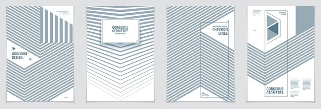 Modèles de conception graphique de brochures minimales futuristes. Ensemble d'arrière-plans abstraits de motifs géométriques vectoriels. Concevez des modèles pour des dépliants, des livrets, des cartes de vœux, des invitations et de la publicité. Impression A4
