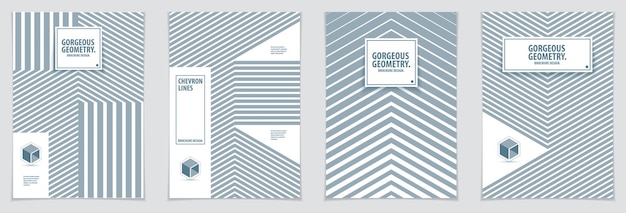 Modèles de conception graphique de brochures minimales futuristes. Ensemble d'arrière-plans abstraits de motifs géométriques vectoriels. Concevez des modèles pour des dépliants, des livrets, des cartes de vœux, des invitations et de la publicité. Impression A4