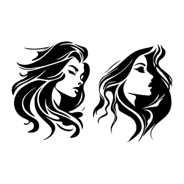 Modèles de conception de marque logo femme illustration vectorielle création de logo vectoriel pour salon de beauté ou salon de coiffure ou design cosmétique