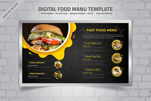 Vecteur modèles de conception de menus numériques