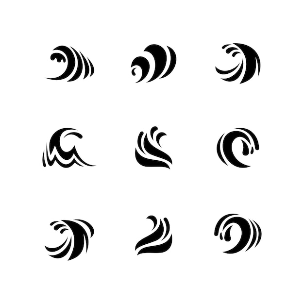 Modèles De Conception De Vecteur De Logo Wave Set