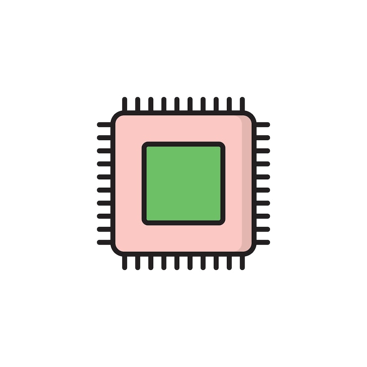 Vecteur des modèles de conception vectorielle d'icônes de cpu isolés sur un fond blanc
