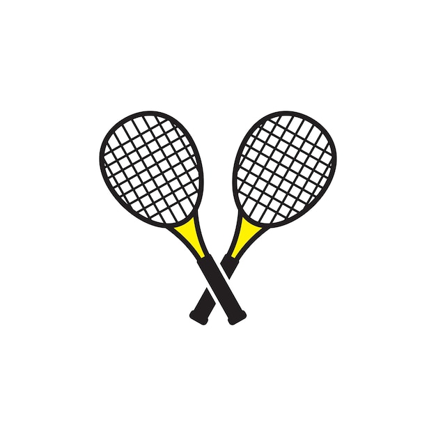 Vecteur les modèles de conception vectorielle des icônes de raquettes de tennis sont simples et modernes