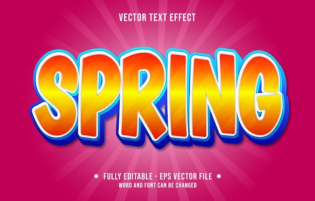 Vecteur modèles d'effets de texte modifiables style moderne de couleur dégradé bleu orange printemps