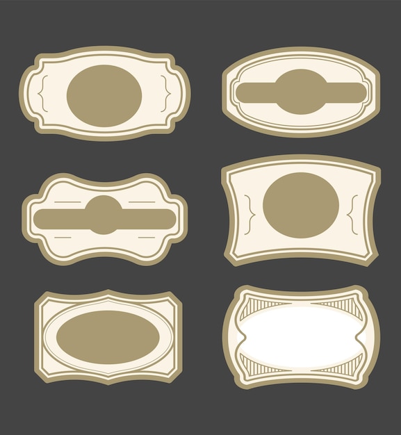 Vecteur modèles d'étiquettes décorées formes horizontales symétriques plates design classique