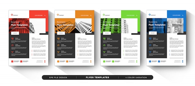 Modèles De Flyers Commerciaux Conception Avec Variation De Couleur