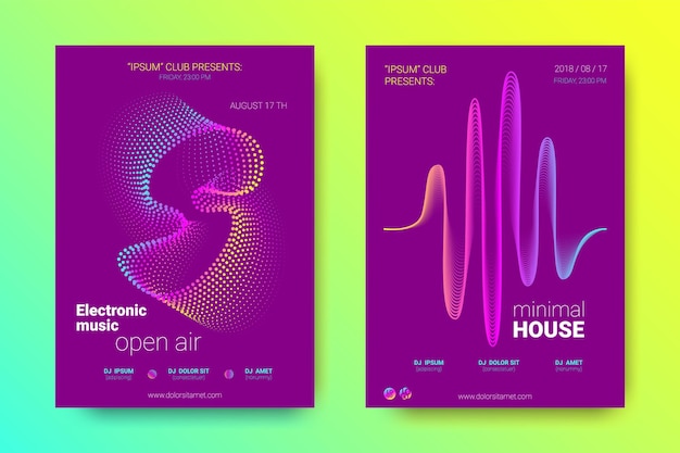 Modèles De Flyers Sonores électroniques Définis Pour Le Festival De Musique