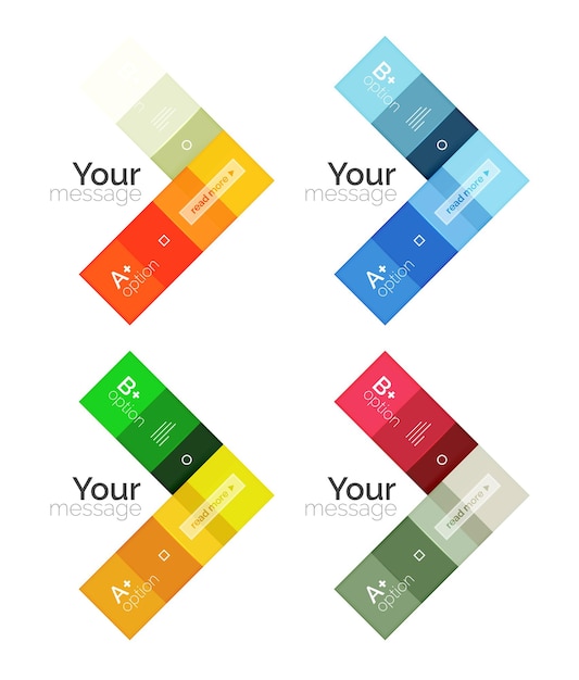 Modèles d'infographie de bandes de couleur vectorielles avec exemple de texte d'option isolé sur blanc Arrière-plan de ligne abstraite d'entreprise géométrique pour les options de numéro de diagramme de mise en page de flux de travail ou la conception de sites Web