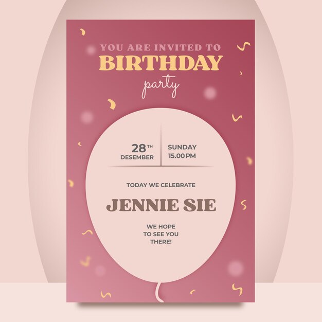 Modèles D'invitation D'anniversaire De Fille Simples Et élégants