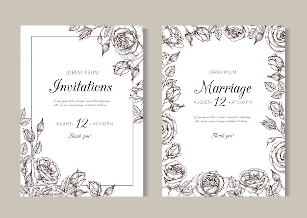 Modèles D'invitation De Mariage En Noir Et Blanc