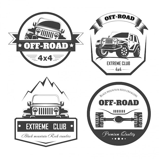 Vecteur modèles de logo de club de voiture extrême 4x4 hors route. symboles de vecteur