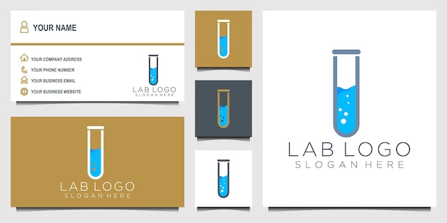 Modèles de logo de laboratoire de cartes de visite simples et élégantes avec modèle de carte d'identité de styles de particules violettes