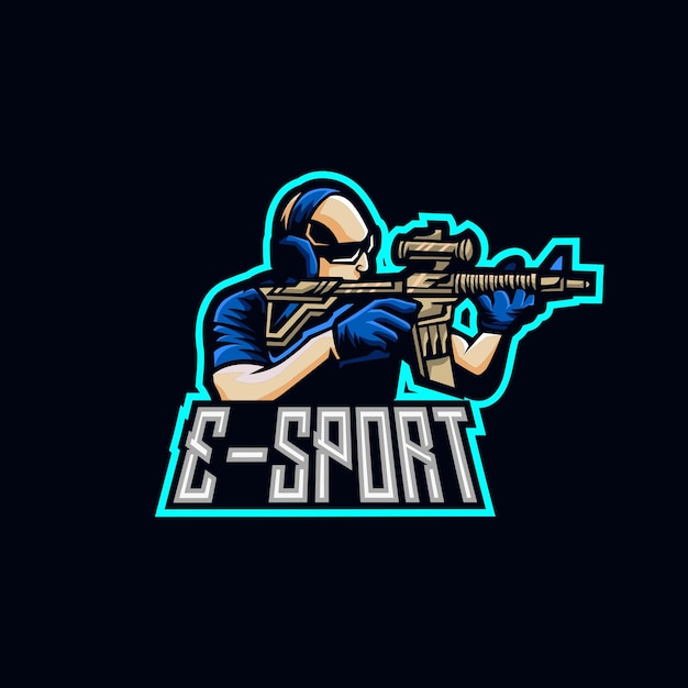 Vecteur modèles de logo de mascotte de sniper