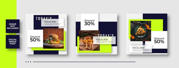 Modèles de médias sociaux de bannière de menu spécial d'aujourd'hui