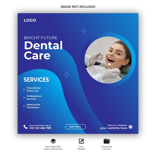Modèles de médias sociaux et de bannières Web pour dentistes et soins de santé