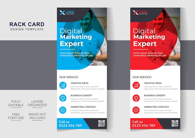 Modèles modifiables de carte de support d'entreprise créative et moderne ou de flyer dl