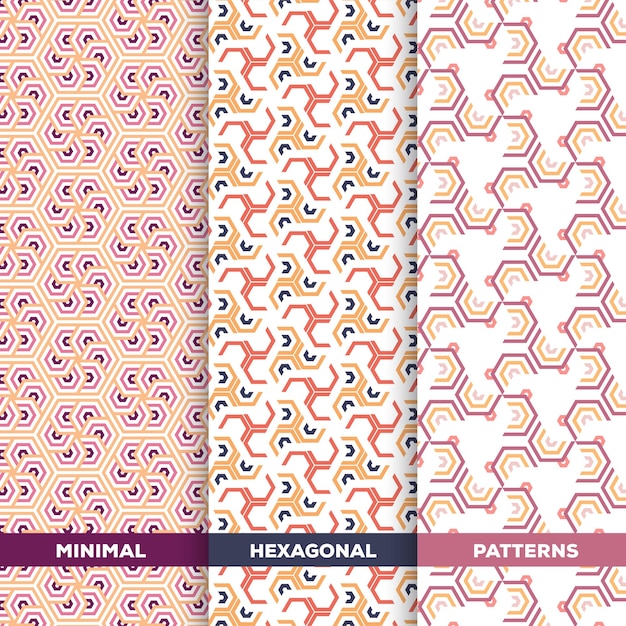 Vecteur modèles de motif de couleur rose minimal hexagonal