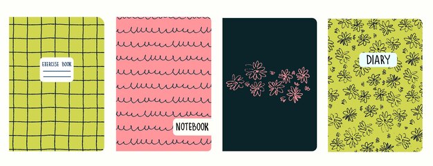 Modèles de page de couverture basés sur des motifs avec des fleurs imitation de grille cursive en-têtes isolés remplaçables