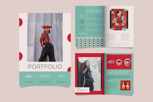 Modèles de portefeuille créatif design plat