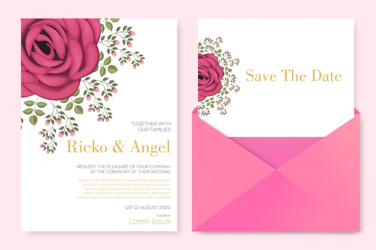 Vecteur modèles pour cartes d'invitation de mariage avec belle floral