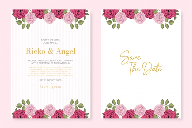 Modèles Pour Cartes D'invitation De Mariage Avec Belle Floral