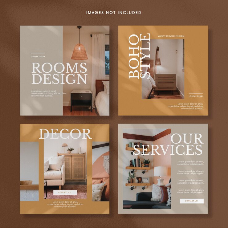 Modèles de publication de médias sociaux de design d'intérieur EPS