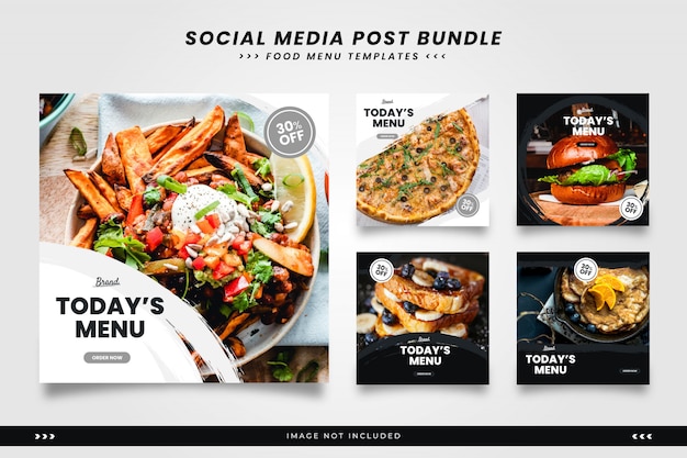 Vecteur modèles de publication de médias sociaux de menu alimentaire pinceau minimaliste