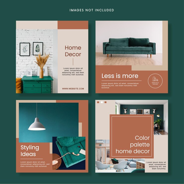 Modèles de publication de médias sociaux pour la décoration d'intérieur EPS