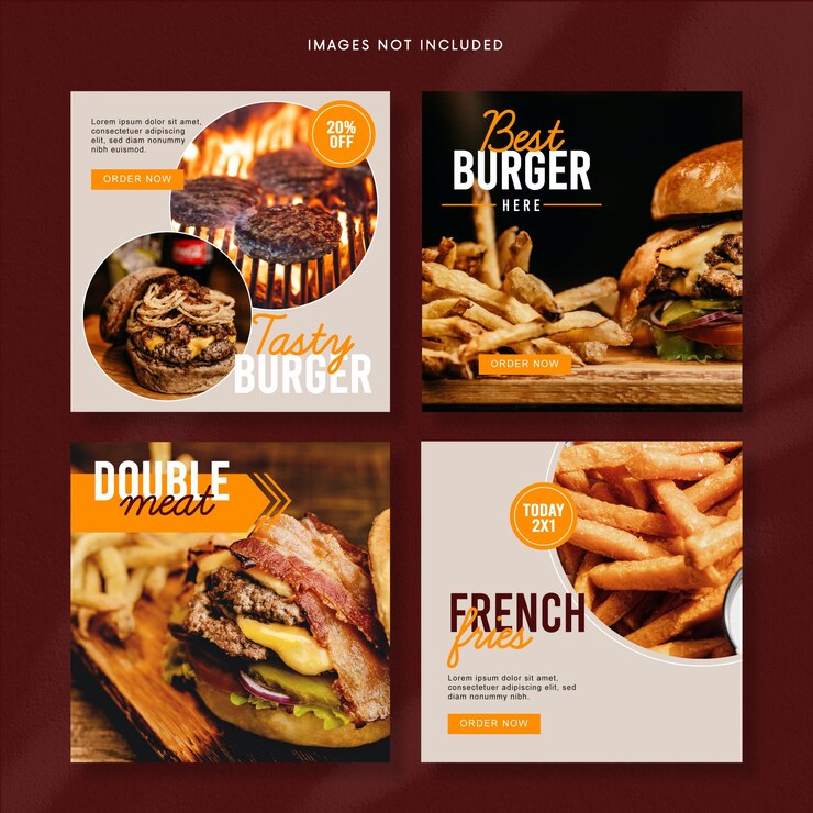 Modèles de publication sur les réseaux sociaux de restauration rapide EPS