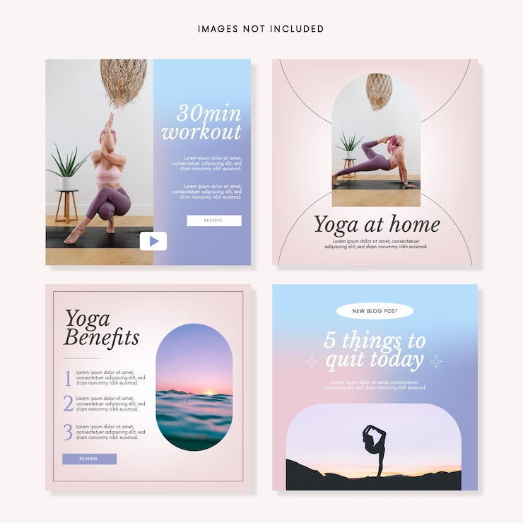 Vecteur modèles de publication sur les réseaux sociaux de yoga eps