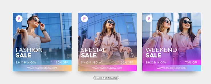 Vecteur modèles de publication spéciale sur les médias sociaux pour la vente de mode