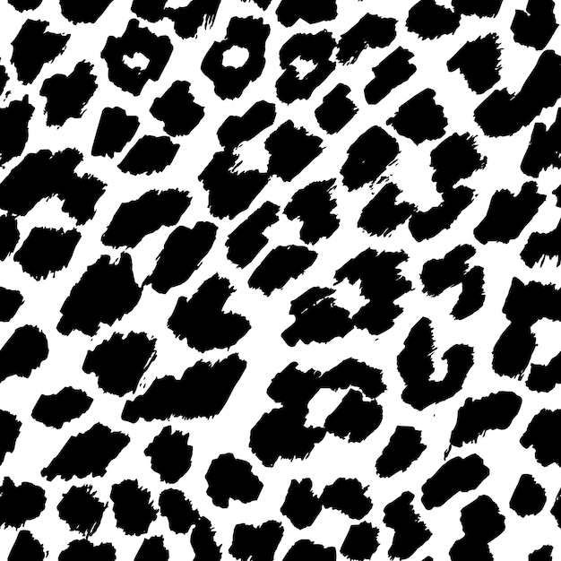 Modèles sans couture animaux. Les léopards sont fabriqués à l'encre noire, isolés sur fond blanc.