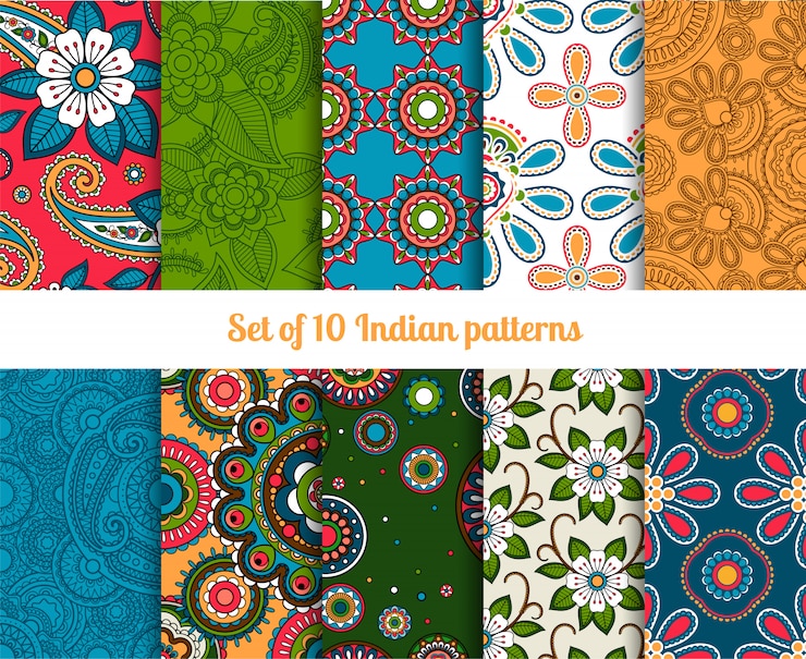 Vecteur modèles sans couture indiennes paisley et fleur