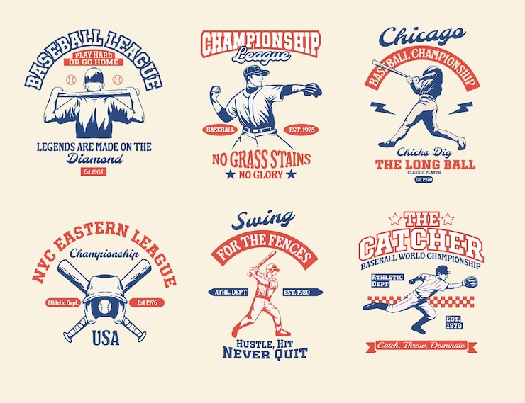 Vecteur des modèles de t-shirts de baseball vintage pour l'impression